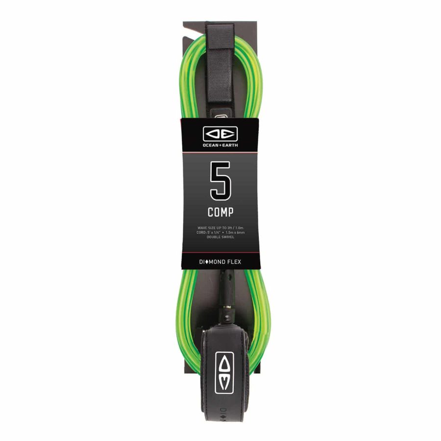 5'0 Diamond Flex Comp Surf Leash Lime