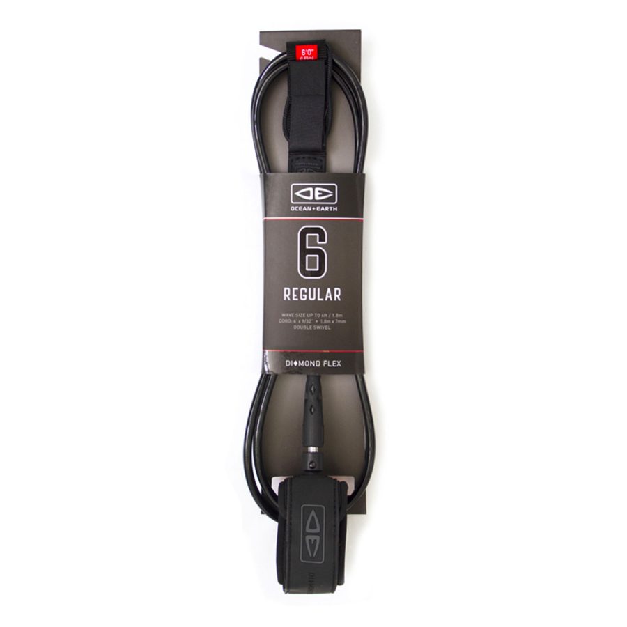 6'0 Regular Moulded Leash Black